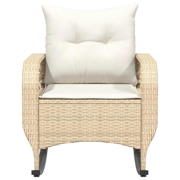 vidaXL udendørs gyngestol med hynder polyrattan beige