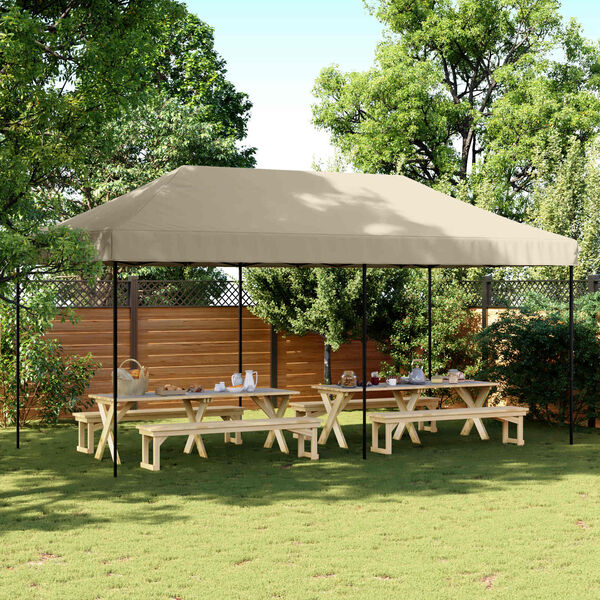 vidaXL Party Tent Gr&aring;brun 292 x 580 x 315 cm Oxford stof