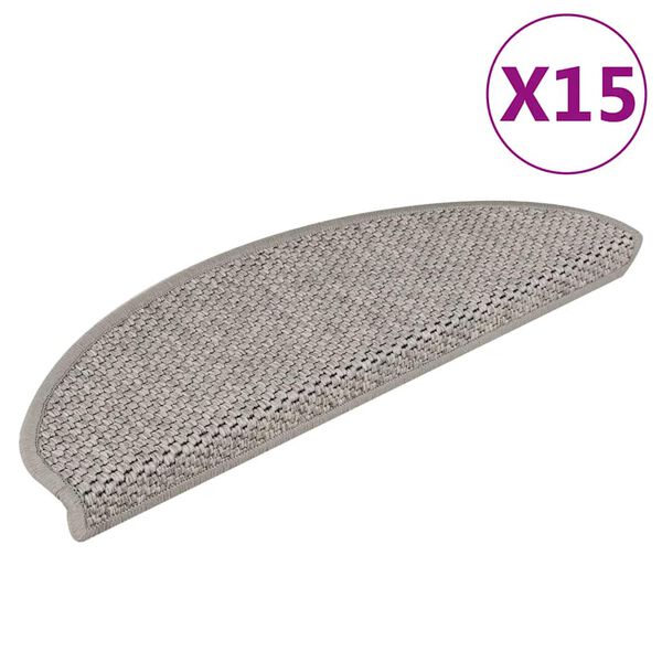 vidaXL selvkl&aelig;bende trappem&aring;tter 15 stk. 65x21x4 cm sisal-look s&oslash;lv