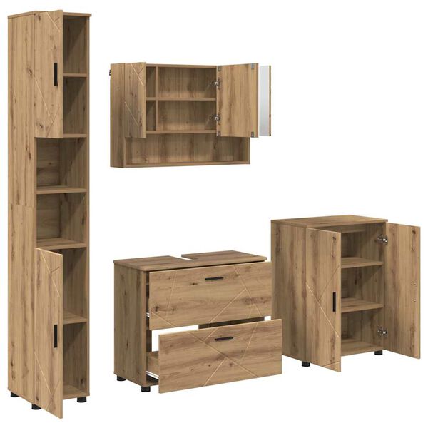 vidaXL Badev&aelig;relsesm&oslash;bel s&aelig;t 4 pcs Artisan Egetr&aelig; Samlet tr&aelig; og metal