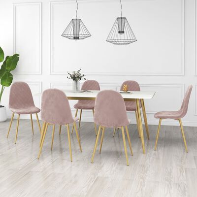 vidaXL spisebordsstole 6 stk. velour lyserød