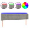 vidaXL sengegavl med LED-lys 203x16x78/88 cm fl&oslash;jl lysegr&aring;