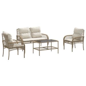 vidaXL sofas&aelig;t til haven 4 dele med hynder polyrattan beige