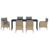 vidaXL Have Spisebordss&aelig;t med pude 7 pcs Beige polyrattan