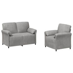 vidaXL Sofa S&aelig;t 2 stk. Lysegr&aring; Fl&oslash;jl