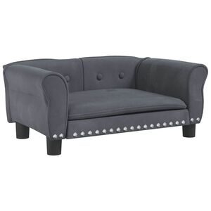vidaXL hundeseng 70x45x30 cm velour m&oslash;rkegr&aring;