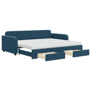 vidaXL daybed med udtr&aelig;k og skuffer 90x200 cm velour bl&aring;