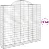 vidaXL buede gabionkurve 14 stk. 200x50x180/200 cm galvaniseret jern