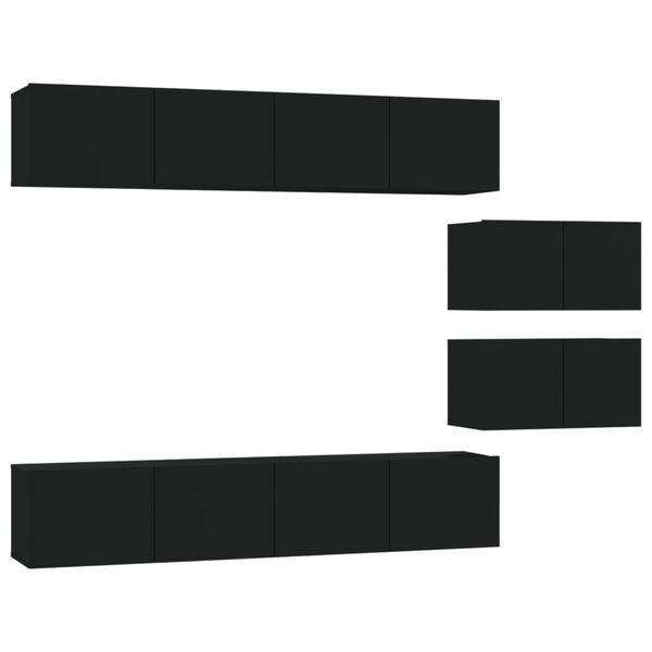 vidaXL tv-skabss&aelig;t 6 dele konstrueret tr&aelig; sort