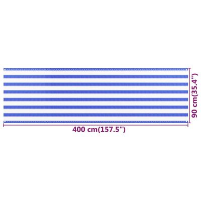 vidaXL altanafskærmning 90x400 cm HDPE blå og hvid
