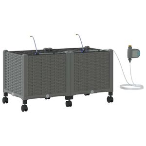 vidaXL Havekrukke med vanding og hjul 2 stk. Lysegr&aring; 80 x 40 x 43,5 cm