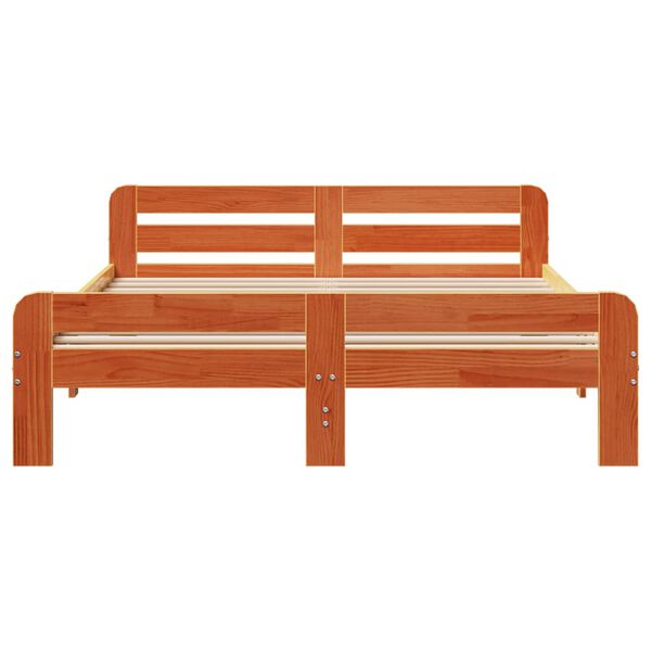 vidaXL sengeramme uden madras 140x190 cm massivt fyrretr&aelig; gyldenbrun