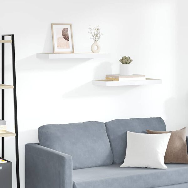 vidaXL v&aelig;ghylder 2 stk. 60x23,5x3,8 cm MDF egetr&aelig;sfarve og hvid