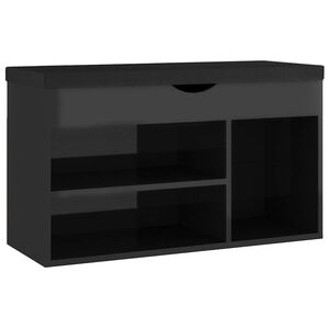 vidaXL skob&aelig;nk med hynde 80x30x47 cm konstrueret tr&aelig; sort h&oslash;jglans