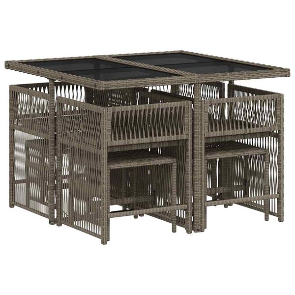 vidaXL spisebordss&aelig;t til haven 9 dele med hynder polyrattan gr&aring;