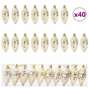 vidaXL Julefyrrekoglebold 40 stk. Guld 4 x 9 cm Plastik