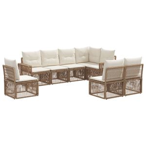 vidaXL Havesofa S&aelig;t 8 stk. 8-personers Beige og cremehvid polyrattan