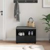 vidaXL Hallb&aelig;nk Sort eg 60 x 38 x 46 cm Partikelplade og Polsterstof