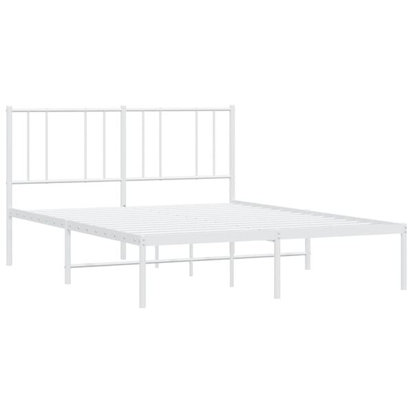 vidaXL sengeramme med sengegavl 140x190 cm metal hvid