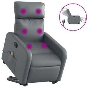 vidaXL massagestol med l&oslash;ftefunktion kunstl&aelig;der gr&aring;