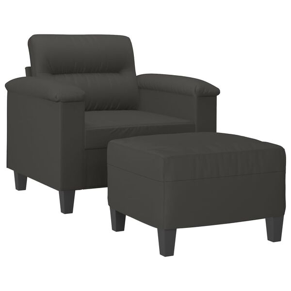 vidaXL sofastol med fodskammel 60 cm mikrofiberstof m&oslash;rkegr&aring;