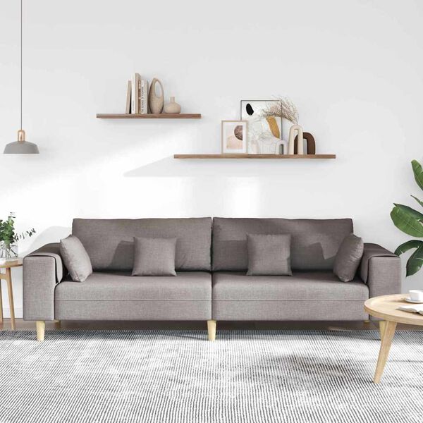 vidaXL Sofa med pude Gr&aring;brun 250 x 77 x 76 cm Stof