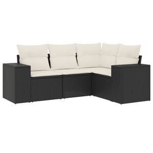 vidaXL sofas&aelig;t til haven 4 dele med hynder polyrattan sort