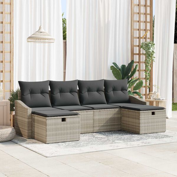vidaXL Sofa S&aelig;t med pude 6 pcs polyrattan