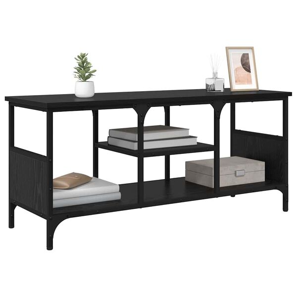 vidaXL TV-skab Sort eg 100 x 35 x 45 cm Ingeniørt træ og jern