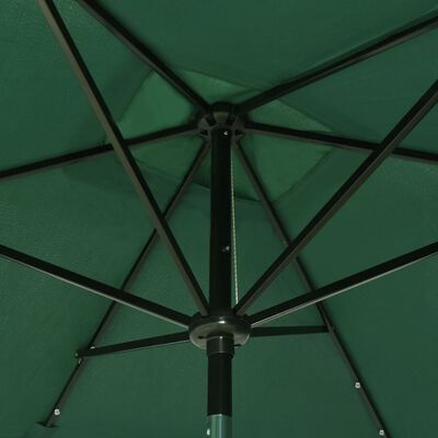vidaXL parasol med stålstang og LED-lys 2x3 m grøn