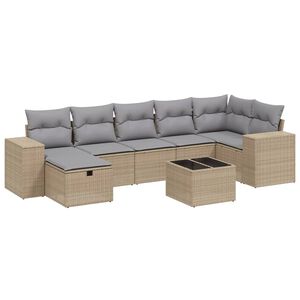 vidaXL havesofas&aelig;t 8 dele med hynder polyrattan beige