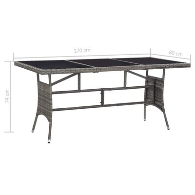 vidaXL spisebordssæt til haven 7 dele polyrattan antracitgrå og grå