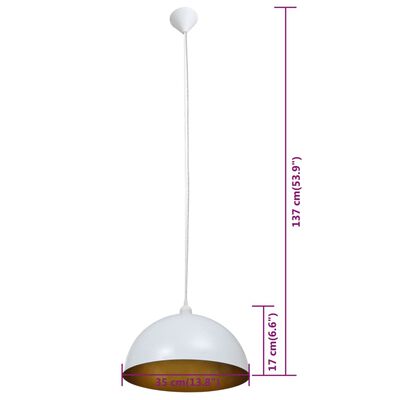 vidaXL loftslampe halvkugle 2 stk. højdejusterbar hvid