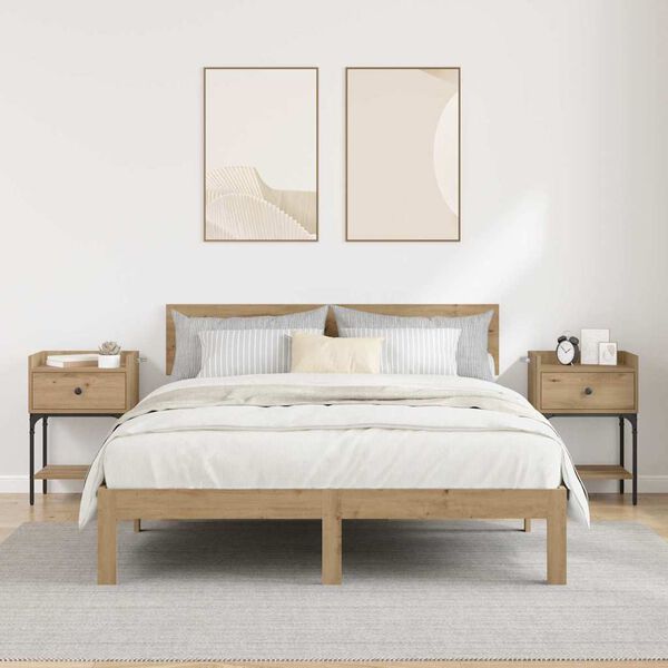 vidaXL Sengebord 2 pcs Artisan Egetr&aelig; 40 x 29 x 60 cm Konstrueret tr&aelig;