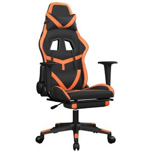vidaXL gamingstol med fodst&oslash;tte kunstl&aelig;der sort og orange