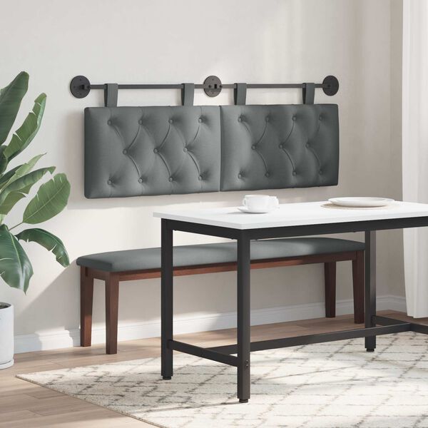 vidaXL H&aelig;ngende Hovedgavl V&aelig;gmonteret M&oslash;rkegr&aring; 150 x 55 x 7 cm Stof