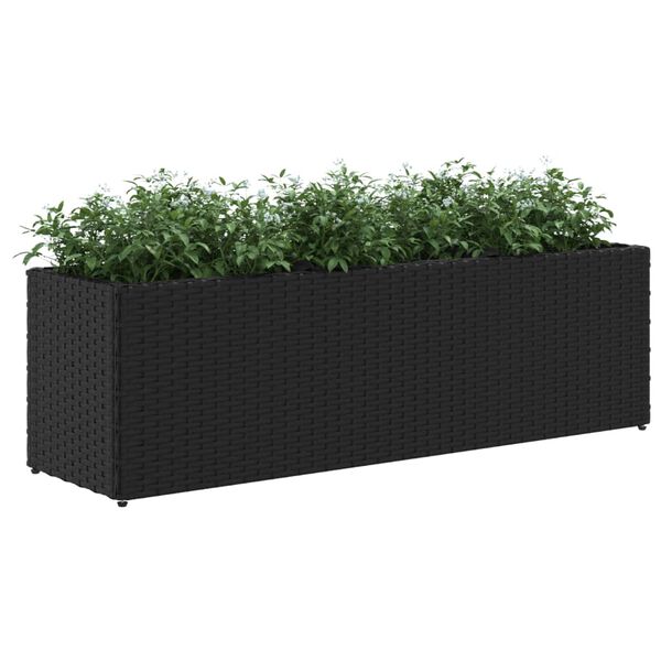 vidaXL plantekasser 2 stk. med 3 potter 105x30x32 cm polyrattan sort