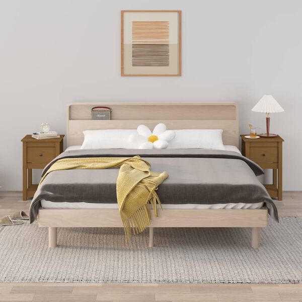 vidaXL sengeborde 2 stk. 40x35x61,5cm massivt fyrretr&aelig; gyldenbrun