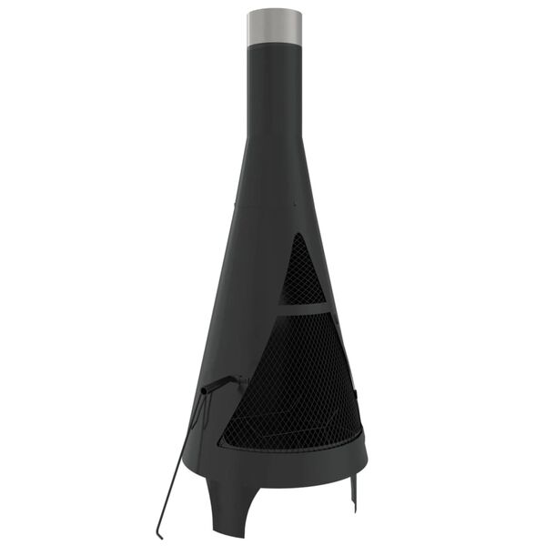 vidaXL havepejs med ildrager 45x45x122 cm st&aring;l