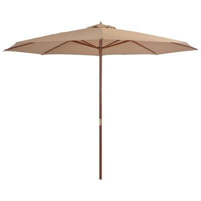 vidaXL udendørs parasol med træstang 350 cm gråbrun