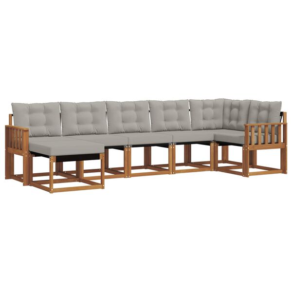 vidaXL Udend&oslash;rs sofagruppe med pude 7 pcs Naturlig og Lys Gr&aring;