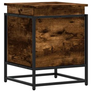 vidaXL opbevaringsboks med l&aring;g 40x40x51,5 cm konstrueret tr&aelig; r&oslash;get eg