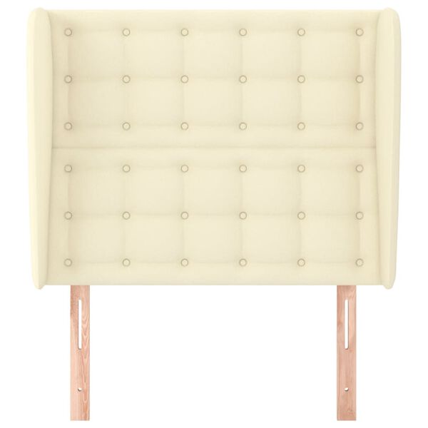 vidaXL sengegavl med kanter 93x23x118/128 cm kunstl&aelig;der cremefarvet