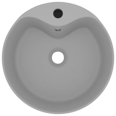 vidaXL luksuriøs håndvask med overløb 36x13 cm keramik mat lysegrå