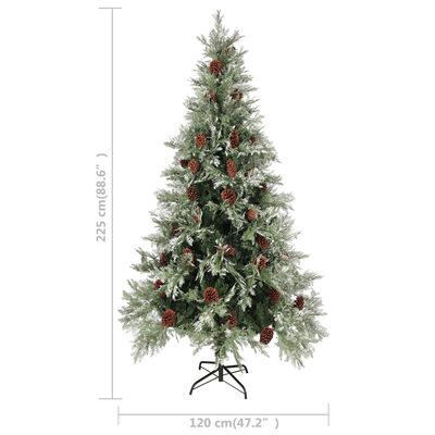vidaXL juletræ med LED-lys og grankogler 225 cm PVC & PE grøn og hvid