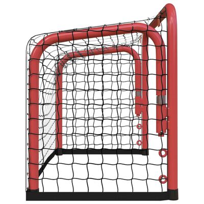 vidaXL hockeymål med net 68x32x47 cm stål og polyester rød og sort