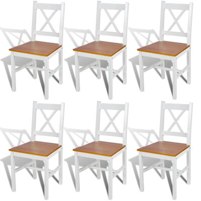 vidaXL spisebordsstole 6 stk. fyrretræ hvid