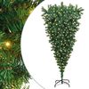 vidaXL Omvendt kunstigt forbelyst juletr&aelig; Gr&oslash;n 180 cm PVC