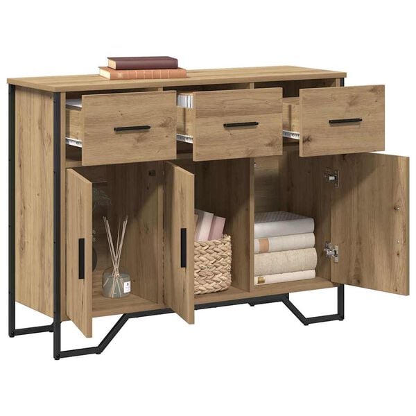 vidaXL Sideboard med skuffe Artisan Egetr&aelig; 97 x 32,5 x 74,5 cm
