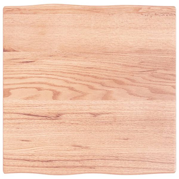 vidaXL bordplade 60x60x2 cm naturlig kant behandlet egetræ lysebrun
